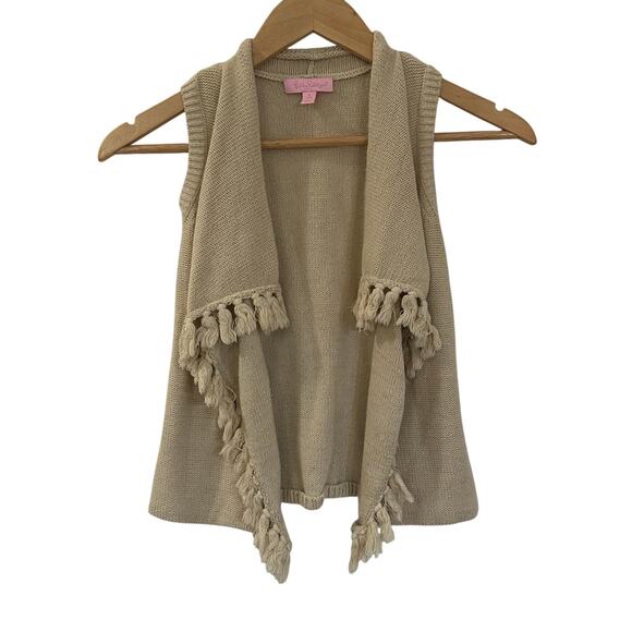 Lilly Pulitzer Gold Sweater Vest sz S (6-7) Lilly Pulitzer Mini Abbott Cardigan - Picture 1 of 6